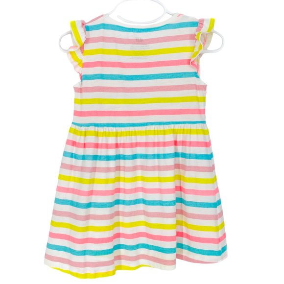 H&M KIDS Organic Cotton Multi-Stripe Flutter Sleeve Dress Size 1 1/2 -2Y - Picture 9 of 16